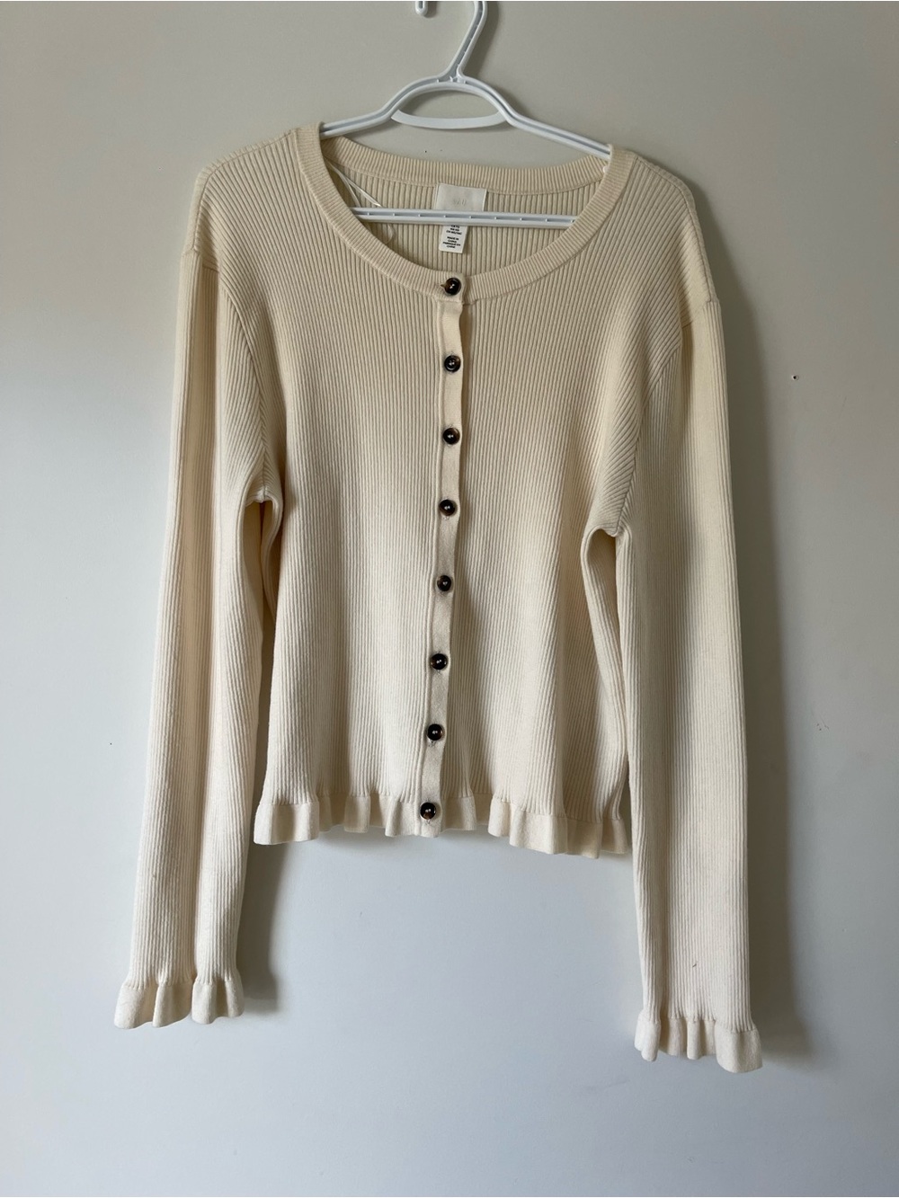 H&M Cream Ribbed Button-Up Cardigan